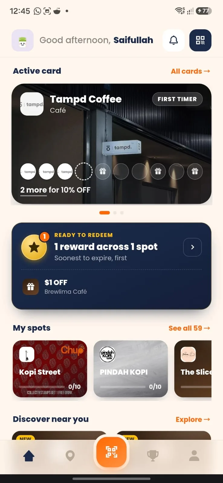 The Chup app home screen