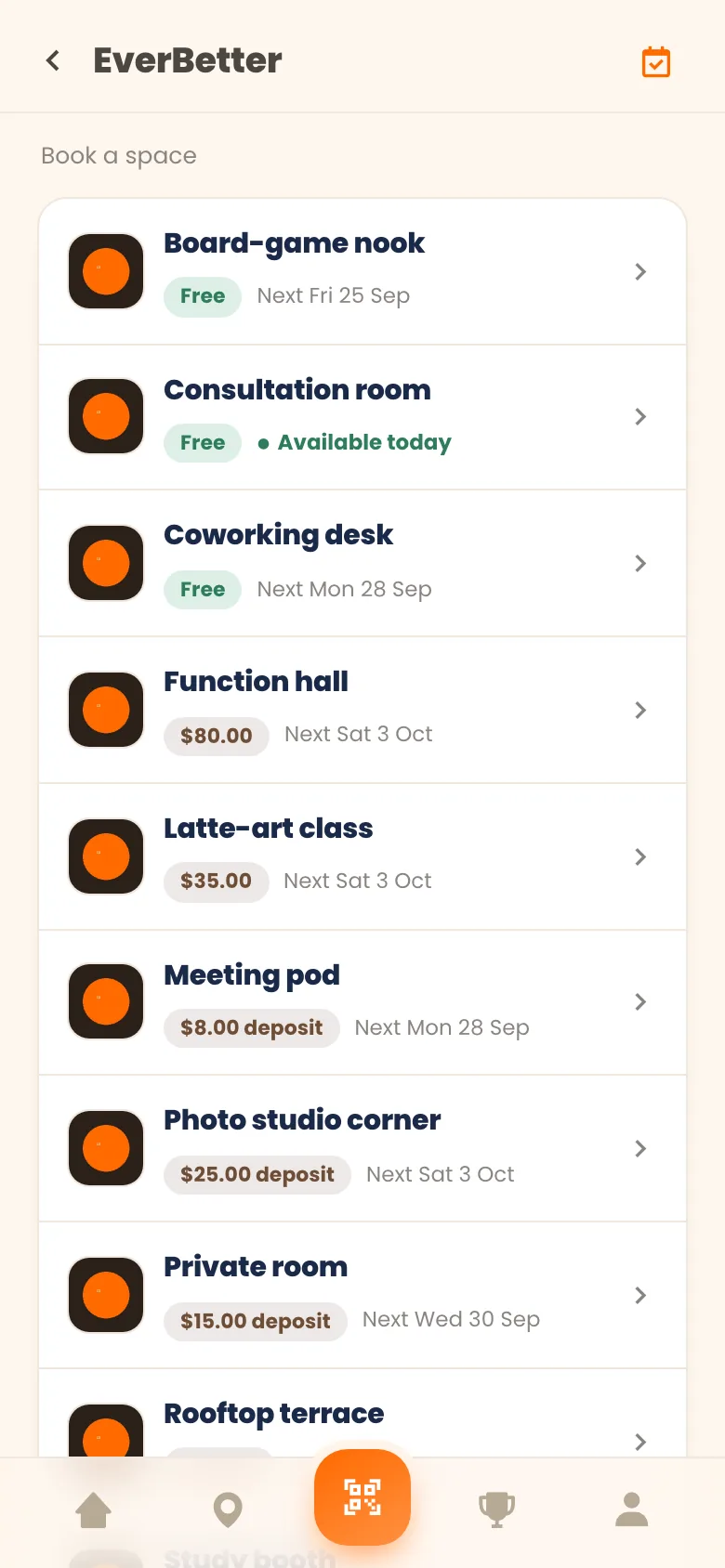 Book a space on Chup