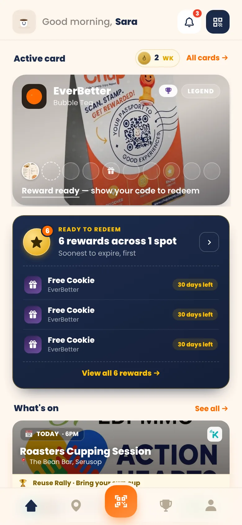 The Chup home screen